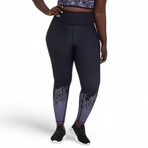 Torrid Black & Purple Floral Full length Wicking Legging W1172 Plus Size 4X
